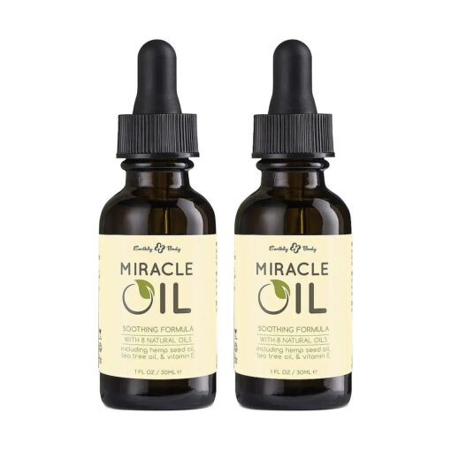 Earthly Body Miracle Oil, 1 fl, oz, - 100 % Natural Tea Tree Oil, Hemp Seed Oil & Vitamin E - Moisturizer, Calms Skin Irritations, Helps Smooth Wrinkles - Gluten Free, 100 % Vegan