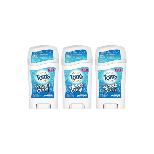 Tom 's of Maine Aluminum-Free Wicked Cool ! Natural Deodorant for Kids, Freestyle, 1.6 oz, 3-Pack ( Packaging May Vary )