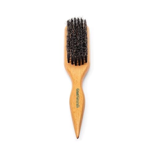 GranNaturals Wide Boar Bristle Teasing Brush & Smoothing Brush for Slick Back Hair, Edge Control, Backcombing to Create Sleek Hairstyle - Wooden Wide Rat Tail for Hair Sectioning