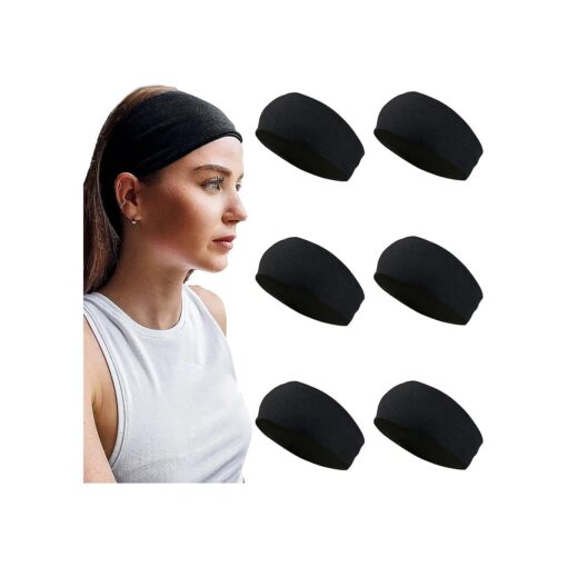 Styla Hair Solid Headband for All Hair Types - 6 Pack Wide Headbands for Women in Soft Stretch Fabric for All Day Wear - Trendy & Stylish Headbands for Women 's Hair ( Black )