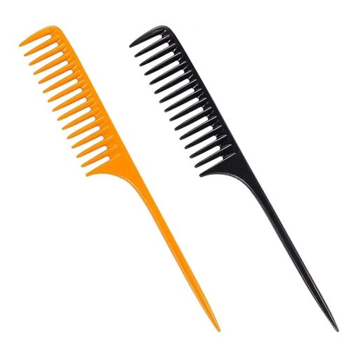 2Packs Wide Tooth Comb Rat Tail Combs for Wet Curly Hair, Premium Detangling Hair Brush Shower Comb, Anti Static Heat Resistant Teasing Combs Styling Comb Set for Women Men, Fit for All Kinds of Hair