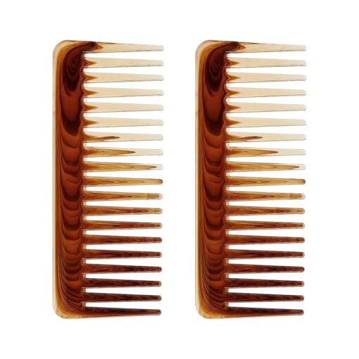 Wide Tooth Comb, Large Hair Detangling Comb, Shower Comb, 2PCS Wide Tooth Comb Detangler, Wide Tooth Comb No Handle, Wide Tooth Comb for Wet Hair, Hair Combs for Curly Wet Dry Thick Hair, Brown