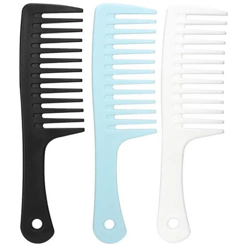 Wide Tooth Comb Anti-knotting Anti-static Durable Comb Suitable for Wet and Dry Hair Long and Short Hair Reduce Hair Loss Large Hair Tangling Comb ( Black, White, Blue )