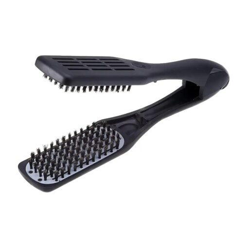 Denman D79 Thermoceramic Hair Straightening Brush - with Boar Bristles - For Wide, Wavy, Curly, Coily Hair - Black