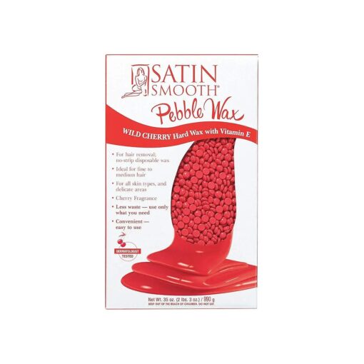 Satin Smooth Wild Cherry Pebble Wax | Hard Wax With Vitamin E | Great For All Skin Types And Delicate Areas, 35 Oz .