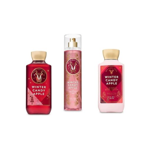 Bath & Body Works - Winter Candy Apple - Winter 2019 - Daily Trio - Shower Gel, Fine Fragrance Mist & Super Smooth Body Lotion