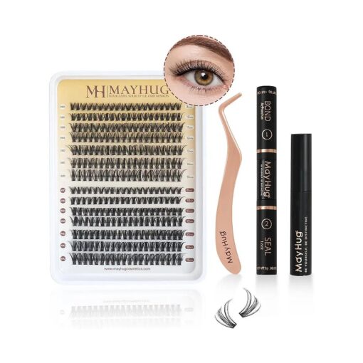 Lash Extensions Kit Individual Lashes Cluster Lashes Wispy Natural 280pcs DIY Eyelash Extension Kit Cluster Lashes D Curl 8-15Mix Individual Extension Clusters at Home ( 30D+40D Kit )