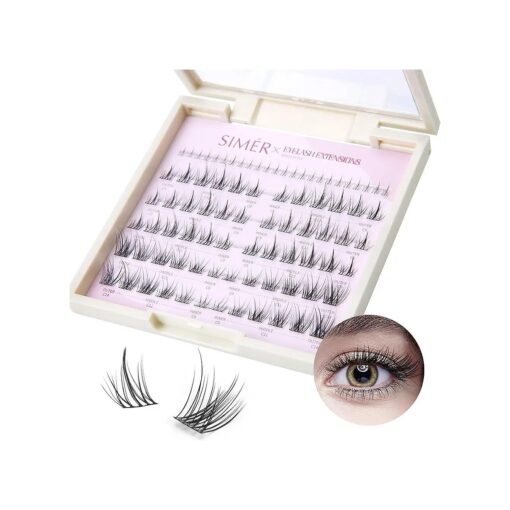 Lash Clusters 72 Pcs Cluster Lashes Natural Look DIY Eyelash Extension Manga Individual Lashes 9-12mm Mixed D Curl Wispy Fluffy Anime Lash Clusters Super Thin Band, Soft & Reusable