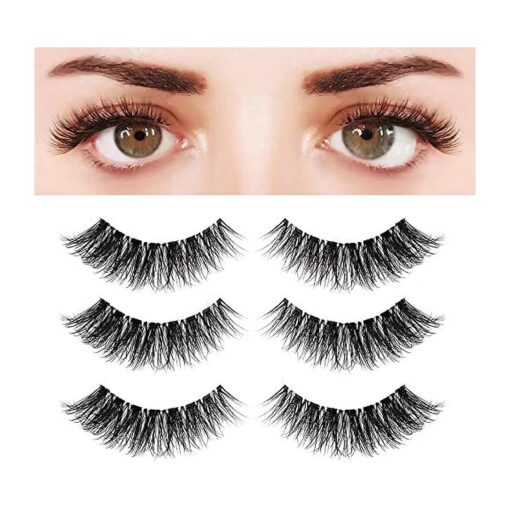 Eyelashes Natural Look False Lashes - Bepholan Fake Eyelashes 5D Super Fluffy False Eyelashes Clear Band Wispy Lashes 3-Pack Faux Mink Lashes, XMZ92