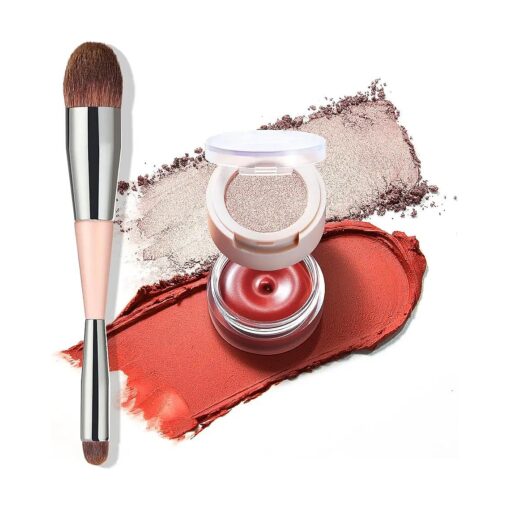 Cream Blush for Cheeks Eyes Lips, Creamy & Buildable Matte Finish with Applicator, Face Makeup Stack - # 001 Withered Rose