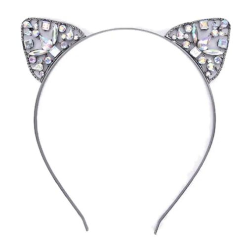 Women Girls Cat Animal Ears Headband Rhinestone Hair Band Headwear Accessories Party Daily Decoration