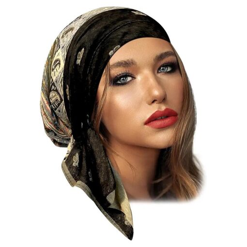 ShariRose Cashmere Headscarf Headwear for Women Tichel Super Soft Headcovering Head cover Head wear Pre tied Bandana Handmade