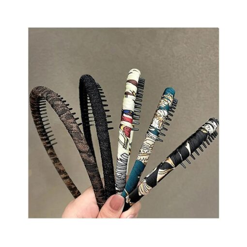 5 Pieces Women 's Girls Fashion Headband with Resin Plastic Teeth Comb Hairband Hair Hoop