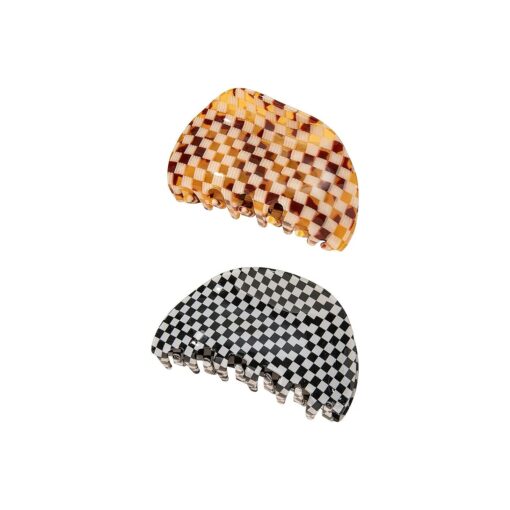 TODEROY Checker Claws Tortoise Barrettes Claw Clips for Women No-Slip Grip Lattice Design Hair Jaw Clips Clamp 80 's Aesthetics Large Hair Accessories for Girls ( Plaid )