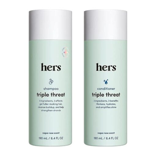 Triple Threat Shampoo and Conditioner Set for Women- Thickening, Moisturizing, Reduces Shedding- Color Safe Hair Loss Shampoo and Conditioner- 2 pack, 6.4oz