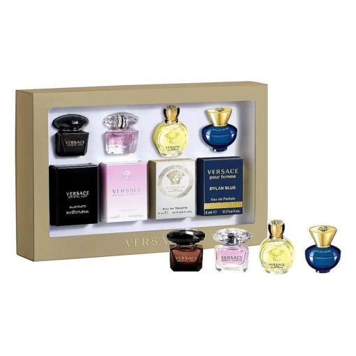 Versace Gifts & Sets Womens Mini Set ( Crystal Noir/Bright Crystal/Eros Pour Femme EDT, Pour Femme Dylan Blue EDP )