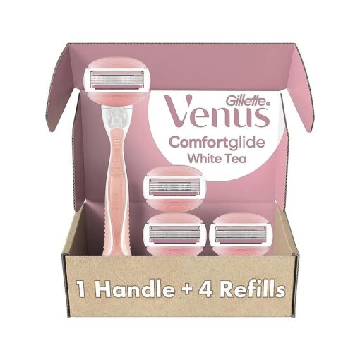 Gillette Venus ComfortGlide Razors for Women, 1 Razor, 4 Razor Blade Refills, White Tea Scented Gel Bars ( Pack of 1 )