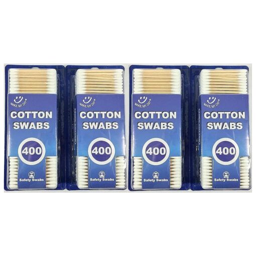 Wooden Cotton Swabs ( 1600 ) 100 % Cotton Double Tipped Cotton Buds Wood Stick Qtip