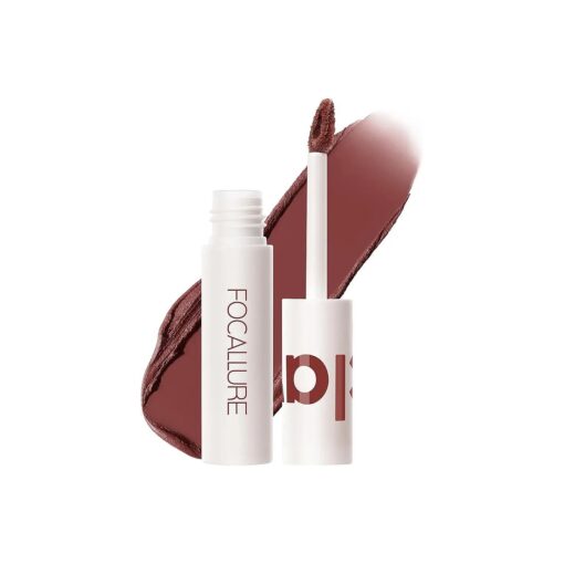 FOCALLURE Velvet Matte Liquid Lipstick, Satin-Finish, High Pigmented Lip Color, Cheeks and Lips Tint, Lightweight, Quick-Drying, Woodsy Rose