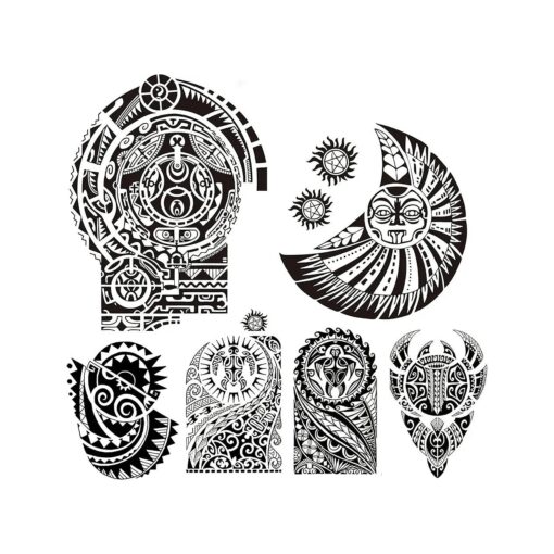 Tribal Tattoos, 4-Sheet Tribal Arm Tattoos and 2-Sheet Extra Large Temporary Tattoo Similar the Rock Arm Chest Big Totem Body Tattoos Sticker Tribal Fake Black Tattoo