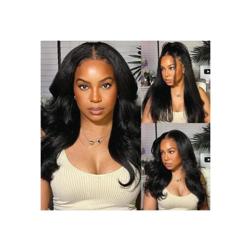 Nadula Yaki Straight Bye Bye Knots Lace Frontal Wig Pre Everything Glueless 13x4 Pre-Cut Lace Front Wig Human Hair with 3D Dome Cap Pre Plucked and Bleached Knots 150 % Density 20 inch