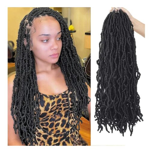 Youngther 22 inch New Faux Locs Crochet Hair 6 Packs Most Natural New Soft Locs Crochet Hair Curly Wavy Synthetic Hair Hair Extensions ( 22inch-1B # )