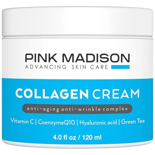 Skin Tightening Collagen Serum Cream with Hyaluronic Acid Anti Aging Face Treatment Fine Lines Wrinkles Men Women 4 Ounce Jar