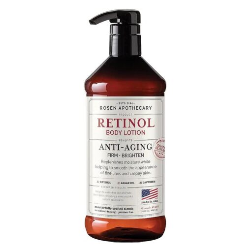 Rosen Apothecary Anti-Aging Retinol Body Lotion, Caffeine Firms Skin, Boosts Collagen, Restores Youthful Glow, 480ml