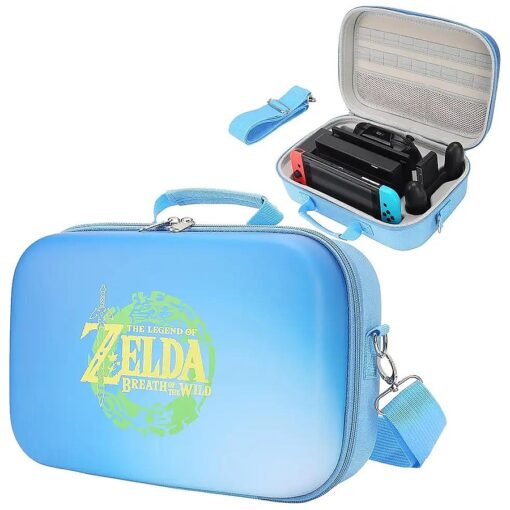 Zelda Carrying Storage Case for Nintendo Switch/For Switch OLED Model, Portable Travel All Protective Hard Shell Messenger Bag Soft Lining 18Card Slots for Switch Console Pro Controller & Accessories