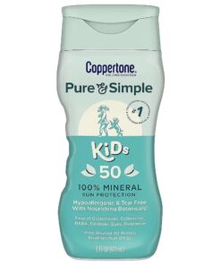 Pure and Simple Sunscreen Lotion, Zinc Oxide Mineral Sunscreen for Kids, Tear Free, Broad Spectrum SPF 50 Sunscreen, 6 Fl Oz Bottle