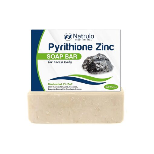 Pyrithione Zinc Soap Bar for Face & Body, 4oz | Medicated 2 % ZnP Bar Soap Skin Therapy Cleanser for Acne, Rosacea, Eczema, Dermatitis, Psoriasis, Itching | Cleansing, Calming Facial Wash Made in USA