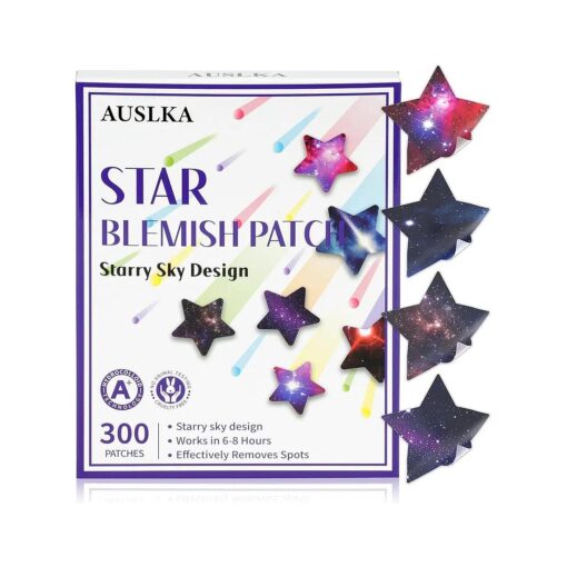 AUSLKA Star Pimple Patches - 300 Patches - Hydrocolloid Spot Dots For Zits, Blemishes, & Breakouts - Mixed Superstar Patches