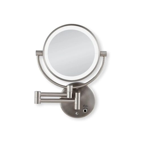 Zadro LED Lighted Dual-Sided 5X/1X Magnification Wall Mount Bathroom Beauty Makeup Mirror, Satin Nickel