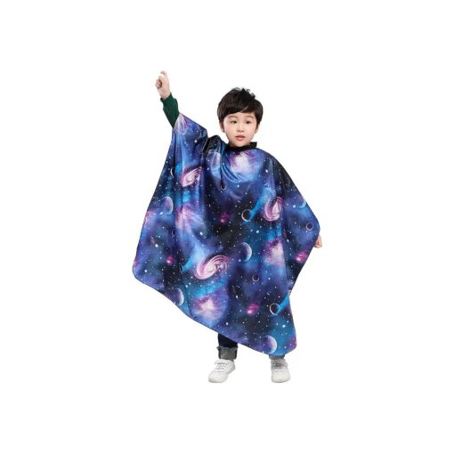 PERFEHAIR Kids Haircut Barber Cape Cover for Hair Cutting, Styling and Shampoo - Space Starry Sky Printing