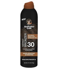 Continuous Spray Sunscreen with Instant Bronzer SPF 30, Immediate Glow & Dries Fast Water Resistant NonGreasy Oxybenzone Free Cruelty Free, Bronzer New, Orange, 6 Oz