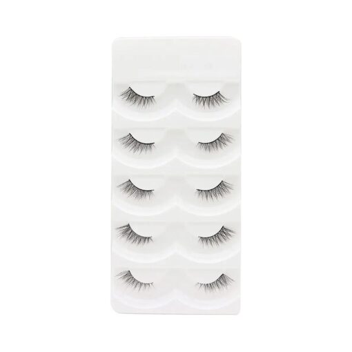 DAODER Eyelashes Half Lashes Wispy Cat Eye Faux Mink Lashes Natural Look 7-13mm Short Demi Wispies False Eyelashes Soft Lashes for Daily Wear 5 Pairs ( Half Lashes 05 ) Black