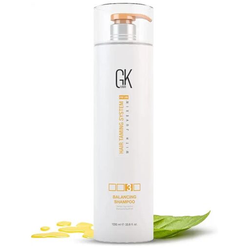 GK HAIR Global Keratin Balancing Shampoo ( 33.8 Fl Oz/1000ml ) For Oily & Color Treated Hair Deep Cleansing, Restores pH Levels Ideal for Over-Processed and Environmentally Stressed Hair